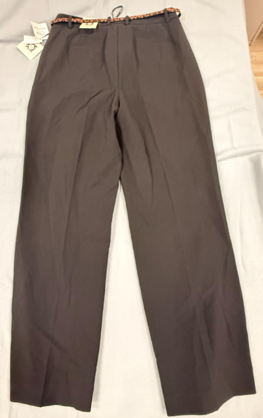 Anne Klein Dress Pants Womens 12 Black Flat Front Straight Business Casual NWT